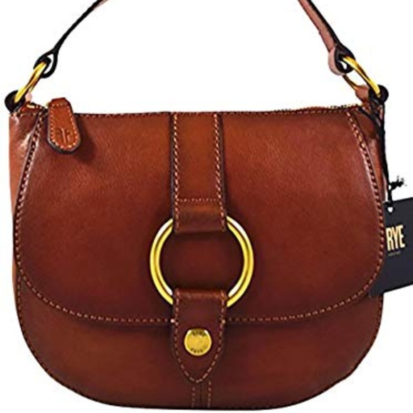 Frye Handbags - Frye Top Zip Ring Saddle Bag Cognac Leather NWT